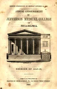 Annual Announcement of Jefferson Medical College, 1849