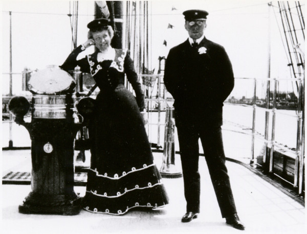 Charlotte and son Thomas Cardeza aboard their steam yacht Eleanor, ca. 1900