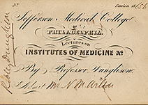 Ticket for a Dunglison Lecture, 1865