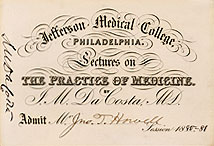 Admission Ticket for a J.M. Da Costa Lecture