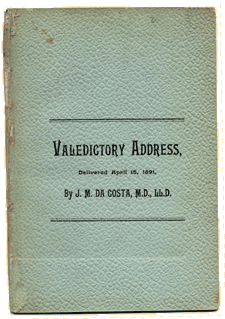 J.M. Da Costa's Valedictory Address